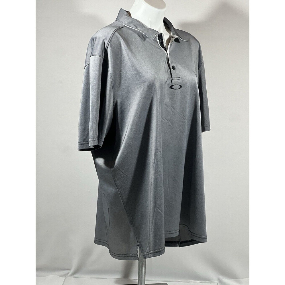 Oakley Polo Shirt Mens XL Charcoal Gray Moisture Wicking Golf Activewear